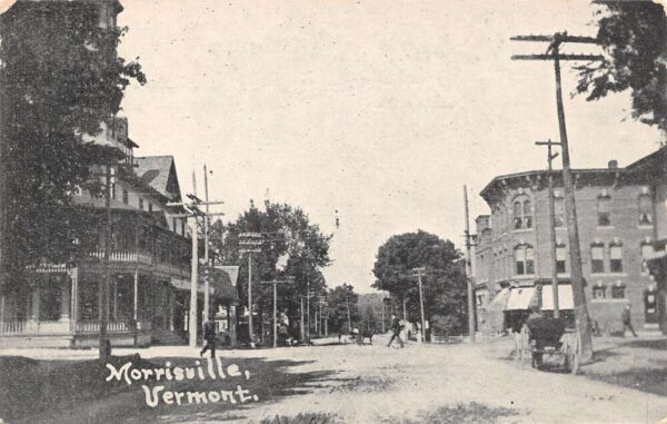 Morrisville Vermont Town View B/W Lithograph Vintage Postcard U1969