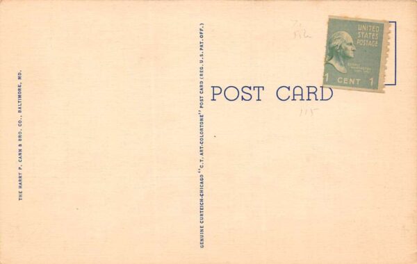 Aberdeen Maryland Bel Air Ave. Showing Post Office Color Linen Card PC U1985 - Image 2