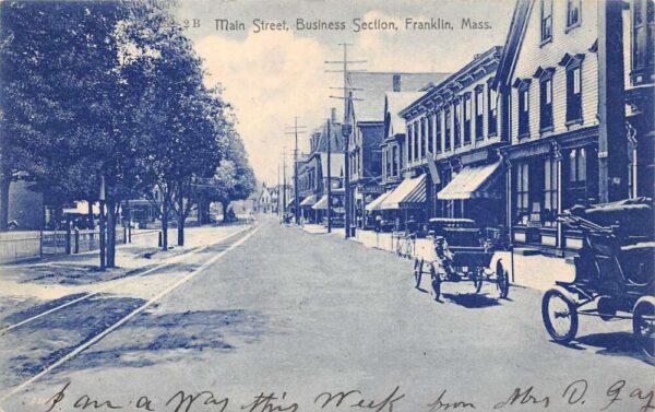 Franklin Massachusetts Main Street, Business Section Undivided Back PC U1995