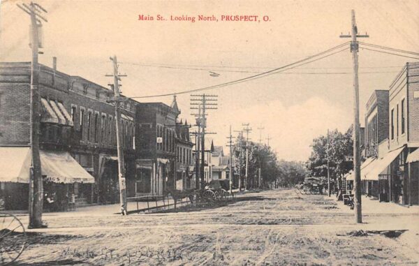 Prospect Ohio Main Street, Looking North Sepia Tone Lithograph Vintage PC U2016