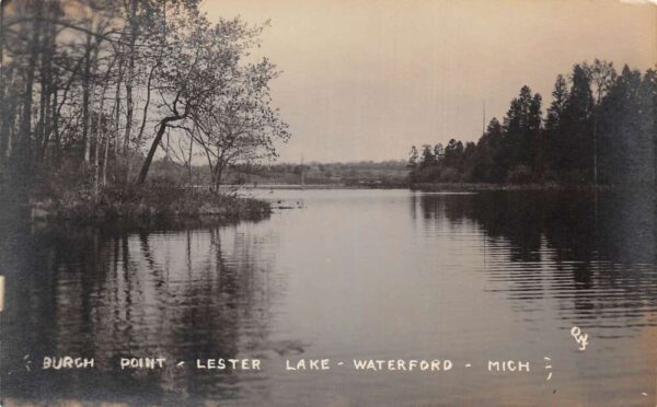 Waterford Michigan Lester Lake Burgh Point Real Photo Postcard AA64634