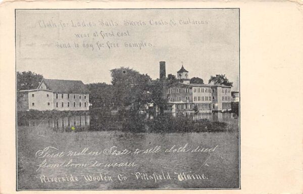 Pittsfield Maine Riverside Woolen Co Factory Vintage Postcard AA64639