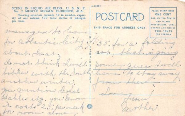 Florence Alabama USNP Muscle Shoals Liquid Air Bldg Interior Postcard AA64640 - Image 2