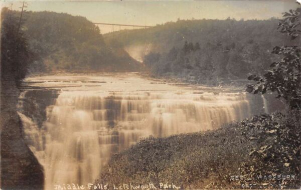 Castile New York Letchworth Park Middle Falls Real Photo Postcard AA64644