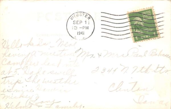 Webster Wisconsin Devils Lake Log Cabin Inn Beach Real Photo Postcard AA64645 - Image 2