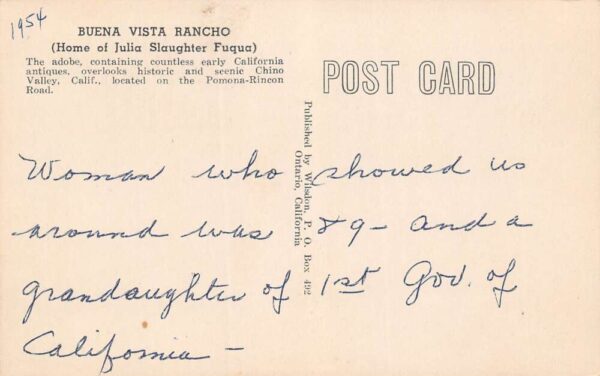 Chico Valley California Buena Vista Rancho B/W Lithograph Vintage Postcard U2075 - Image 2