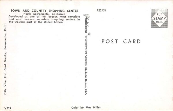 North Sacramento California Town & Country Shopping Center Color Photochrome PC U2077 - Image 2