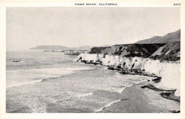 Pismo Beach California Scenic View of Ocean B/W Photochrome Vintage PC U2078