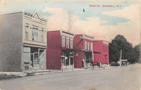 Campbell New York Main Street Shops and Horse and Carriage Vintage PC U2093