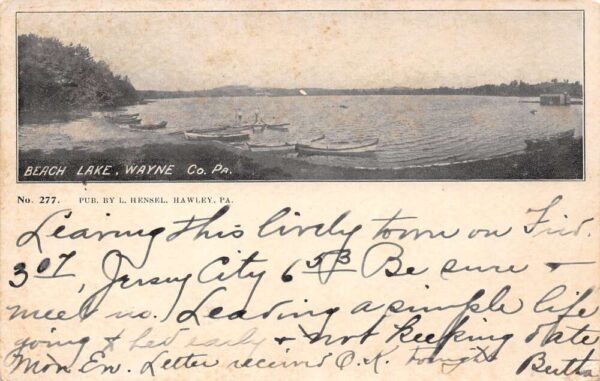 Beach Lake Pennsylvania View of Beach Lake Private Mailing Card PC U2139