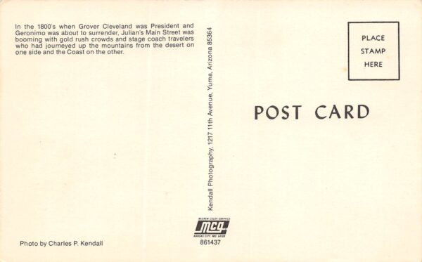 Julian California Main Street Drug Store and Texaco Sign Vintage Postcard U2154 - Image 2
