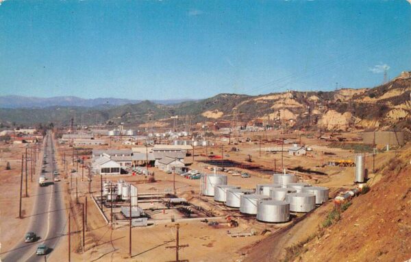 San Fernando California California Oil Field Aerial View Vintage Postcard U2165