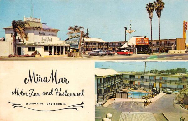 Oceanside California Miramar Motor Inn & Restaurant Multi-View Card PC U2172