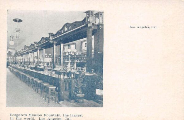Los Angeles California Fosgate's Mission Fountain Soda Shop Undivided Bk. PC U2190