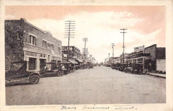 Compton California East Main Street, Looking East B/W Lithograph PC U2191