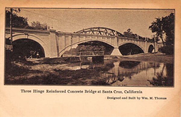Santa Cruz California Three Hinge Reinforced Concrete Bridge Sepia Tone Litho. PC U2195