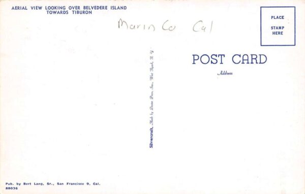 Tiburon California Aerial View Looking Over Belvedere Island Vintage PC U2199 - Image 2