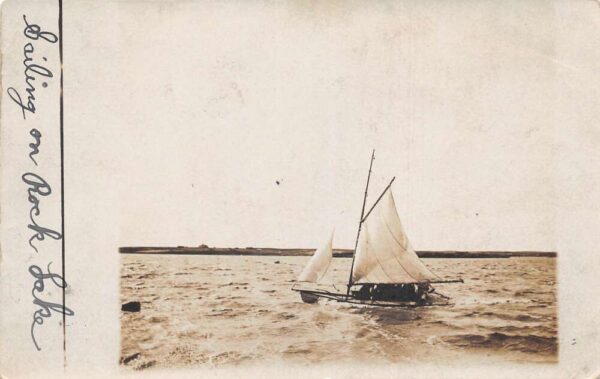 Rocklake North Dakota Sailboat Real Photo Vintage Postcard AA64646