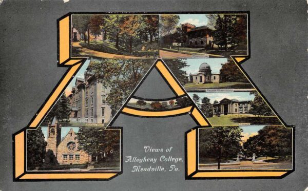 Meadville Pennsylvania Allegheny College Multiview A Frame Postcard AA64679