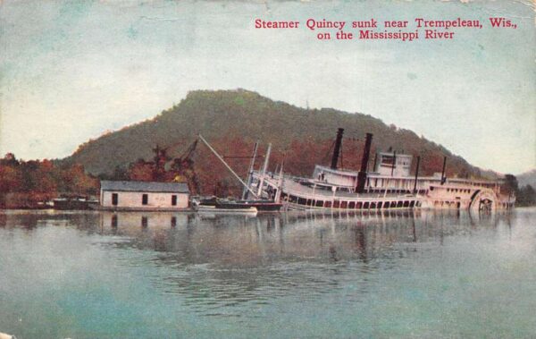 Trempeleau Wisconsin Steamer Quincy Shipwreck Vintage Postcard AA64693