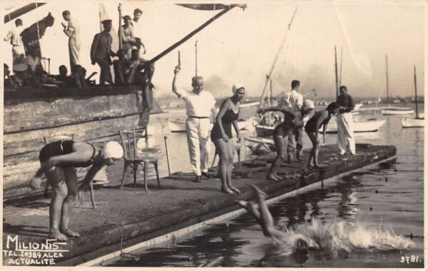 Alexandria Egypt ? Womens Diving Competition Real Photo Postcard AA64694