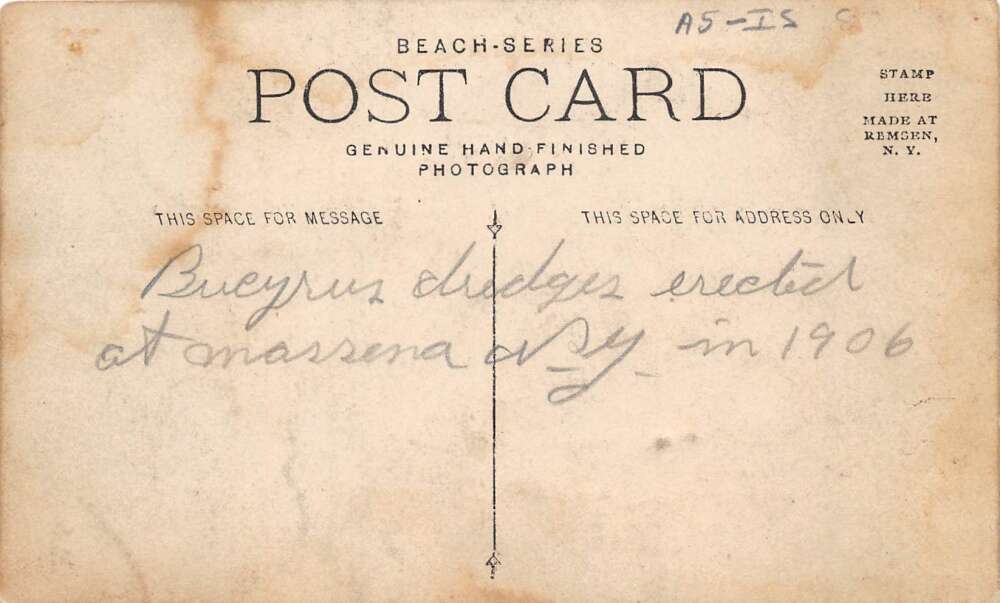 Massena New York The New Dredge Power Canal Real Photo Postcard AA64710 - Image 2