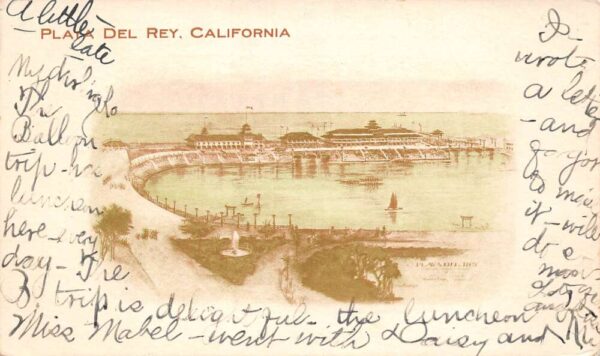 Playa Del Rey California Bird's Eye View of Town Private Mailing Card PC U2223