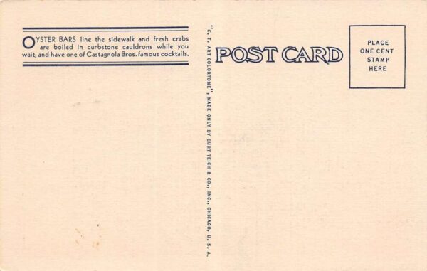 San Francisco California Fisherman's Wharf Scene Linen , White Border PC U2371 - Image 2