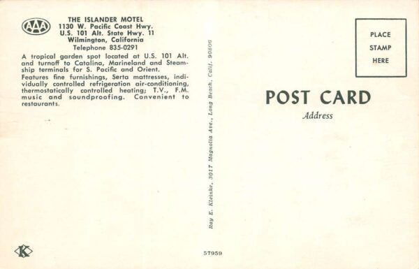Wilmington California The Islander Motel Multi View Photochrome Postcard U2373 - Image 2