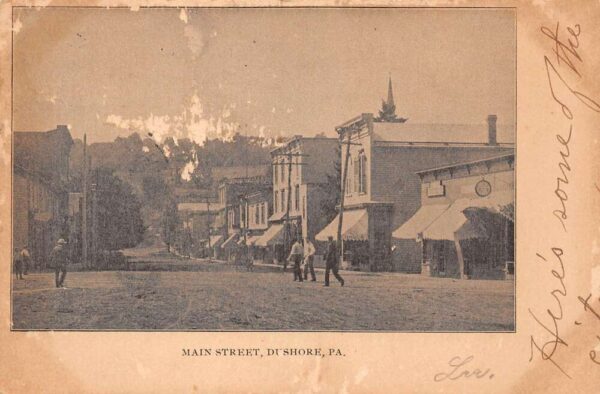 Dushore Pennsylvania Main Street Sepia Tone Lithograph Vintage Postcard U2383