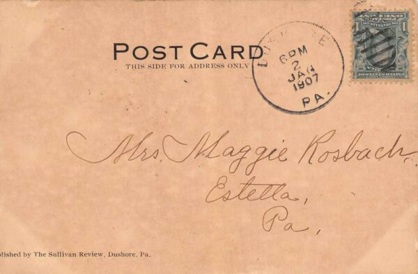 Dushore Pennsylvania Main Street Sepia Tone Lithograph Vintage Postcard U2383 - Image 2