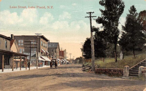 Lake Placid New York Lake Street Horse Drawn Carriage and Bookstore PC U2385