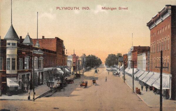 Plymouth Indiana Michigan Street Dry Goods Store Vintage Postcard U2390
