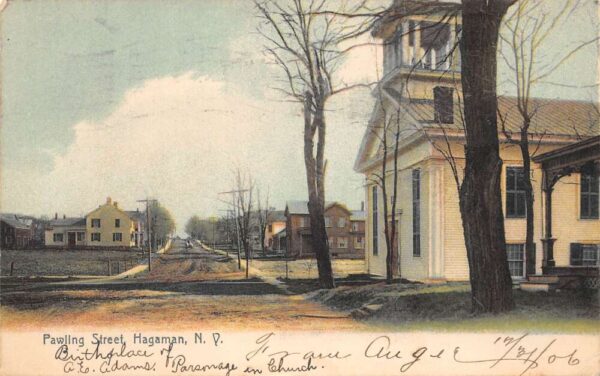 Hagaman New York Pawling Street Church and Residences Vintage Postcard U2395