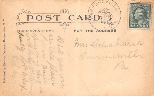 Harpursville New York The Four Corners Hand Colored Vintage Postcard U2399 - Image 2