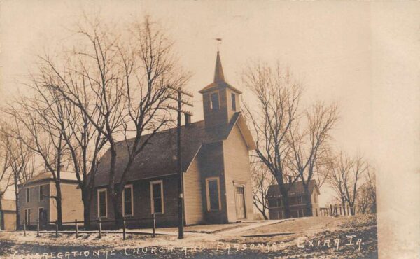 Exira Iowa Congregational Church and Parsonage Real Photo Vintage Postcard U2417