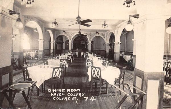 Colfax Iowa Hotel Colfax Dining Room Real Photo Vintage Postcard U2420