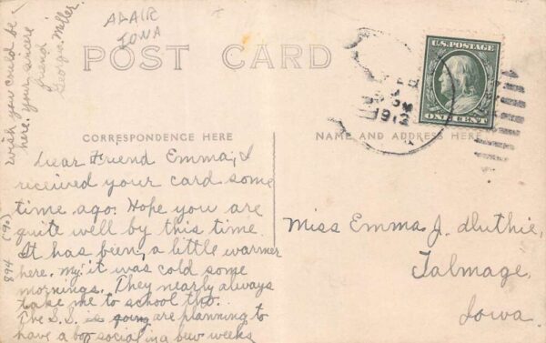 Adair Iowa Methodist Church Real Photo Vintage Postcard U2427 - Image 2