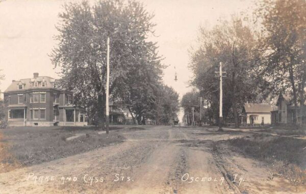 Osceola Iowa Parke and Cass Streets Real Photo Vintage Postcard U2430
