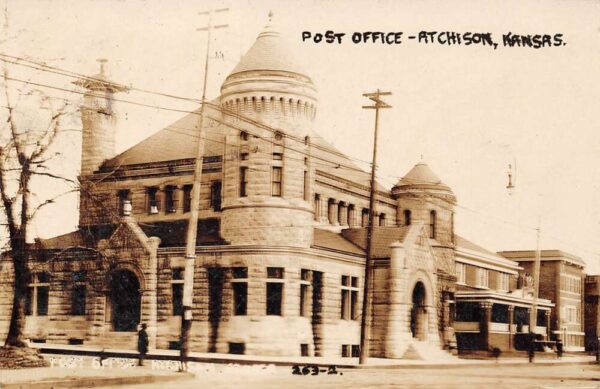 Atchison Kansas Post Office Real Photo Vintage Postcard U2431