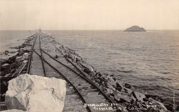 Crescent City California Breakwater Scenic View Real Photo Postcard AA64820