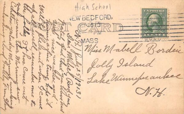 New Bedford Massachusetts High School Real Photo Vintage Postcard AA64830 - Image 2