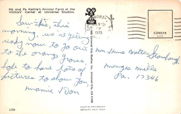 Universal Studios California Ma and Pa Kettle's Animal Farm Postcard AA64853 - Image 2