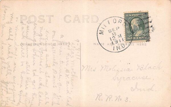 Milford Indiana High School Building Real Photo Vintage Postcard U2579 - Image 2