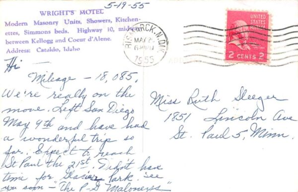 Cataldo Idaho Wright's Motel Real Photo Vintage Postcard U2585 - Image 2