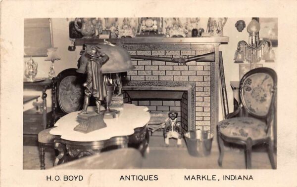 Markle Indiana H.O. Boyd Antiques Store Interior, Real Photo Vintage PC U2605