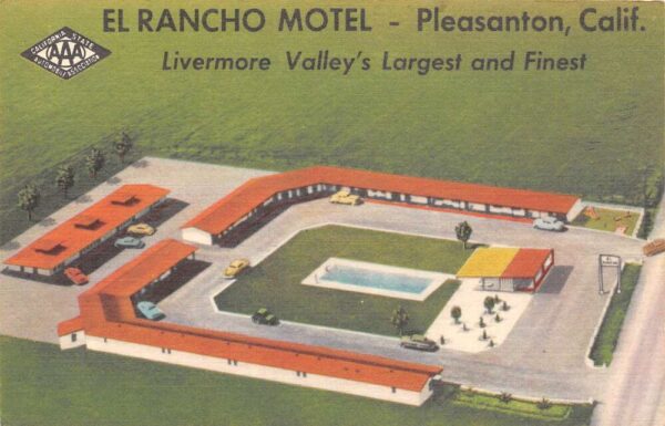 Pleasanton California El Rancho Motel Aerial View Of Motel And Pool PC U2610