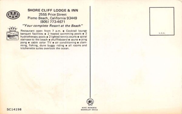 Pismo Beach California Shore Cliff Lodge And Inn Multi-View Photochrome PC U2616 - Image 2