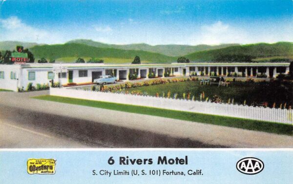 Fortuna California 6 Rivers Motel Color Photochrome Vintage Postcard U2624