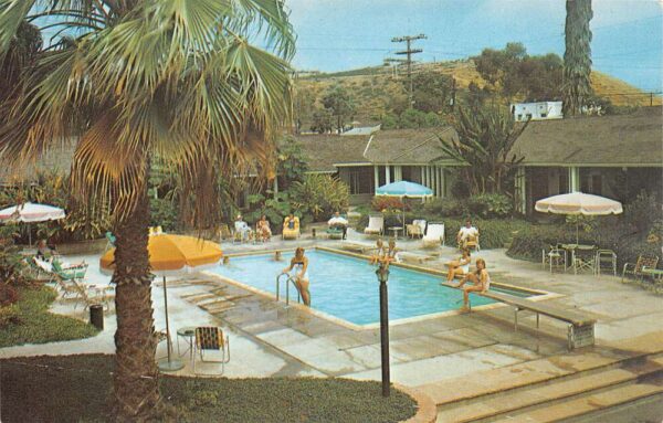 La Jolla California La Jolla Palms Motel Swimming Pool Vintage Postcard U2643